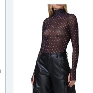 AFRM Zadie Print Turtleneck Mesh Top - SUPER SHEER - SEE THROUGH TOP